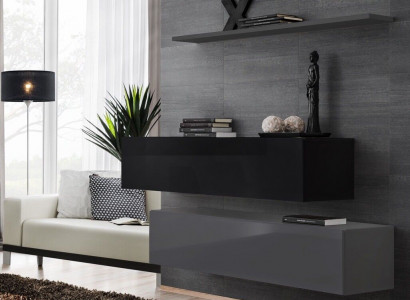 Living room wall shelf sideboard wall units wall cabinet complete set 3 pieces new.